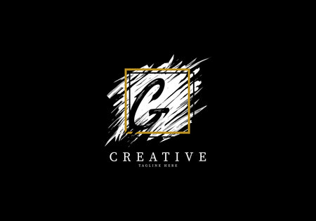 Letter G Splash Grange Logo Design, Texture Brush with a square grid.のイラスト素材