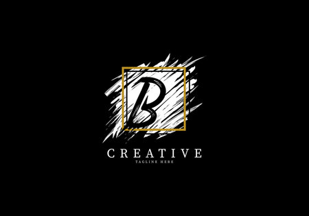 Letter B Splash Grange Logo Design, Texture Brush with a square grid.のイラスト素材