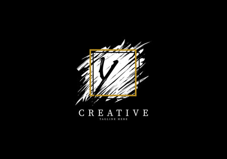 Letter Y Splash Grange Logo Design, Texture Brush with a square grid.のイラスト素材