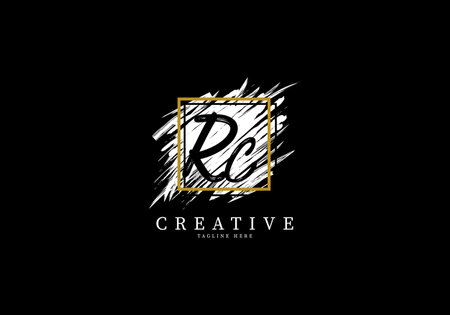 Initial Letter RC Splash Grange Design, Texture Brush with a square grid.のイラスト素材