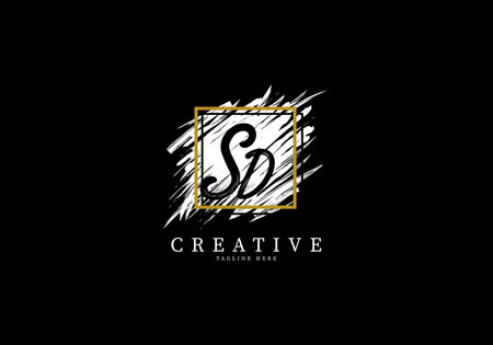 Initial Letter SD Splash Grange Design, Texture Brush with a square grid.のイラスト素材