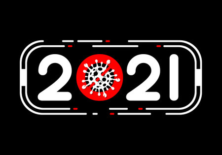 2021 concept coronavirus COVID-19, Stop Coronavirus, Year 2021 is free from COVID-19, Happy New Year, Vector Illustration.のイラスト素材