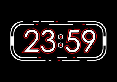 Digital Clock Geometric Vector, minimalist line shape, wallpaper clock.のイラスト素材