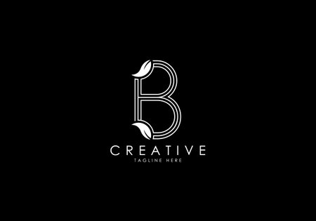 B Letter Linear Leafy Monogram Logo Template, Minimalist design vector.のイラスト素材