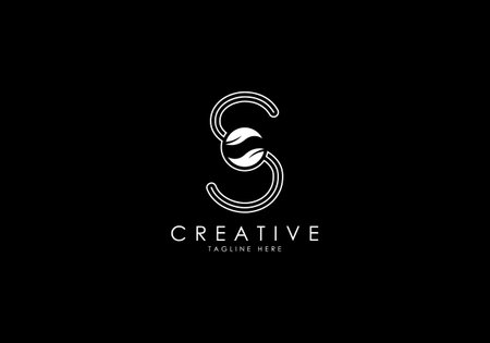 S Letter Linear Leafy Monogram Logo Template, Minimalist design vector.のイラスト素材