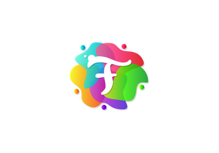 Letter F Logotype Gradient Colorful, Logo Template Design Vector.のイラスト素材