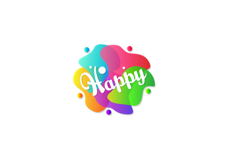 Gradient Colorful "Happy" Logotype Writing, Vector Template Design.のイラスト素材