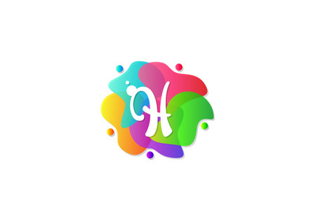 Letter H Logotype Gradient Colorful, Logo Template Design Vector.のイラスト素材