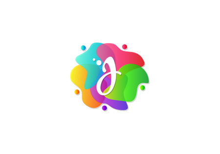 Letter J Logotype Gradient Colorful, Logo Template Design Vector.のイラスト素材