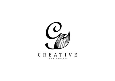 Letter G linked floral calligraphy, Design logo template.のイラスト素材