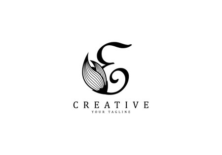 Letter E linked floral calligraphy, Design logo template.のイラスト素材