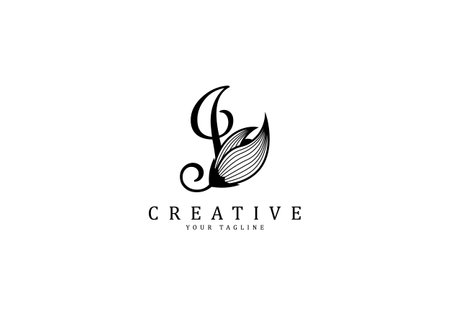Letter J linked floral calligraphy, Design logo template.のイラスト素材