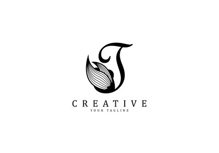 Letter T linked floral calligraphy, Design logo template.のイラスト素材