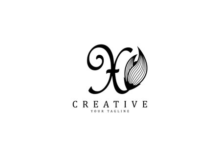 Letter X linked floral calligraphy, Design logo template.のイラスト素材