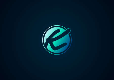 Letter K Linked Circle Logo, modern icon template, bright color light up.のイラスト素材