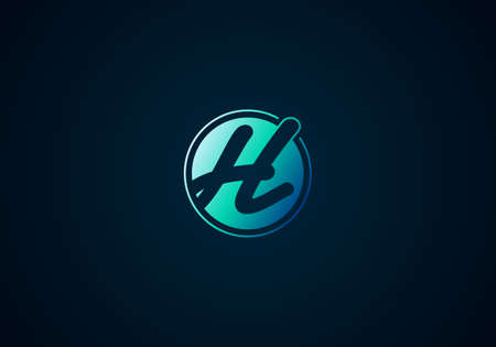 Letter H Linked Circle Logo, modern icon template, bright color light up.のイラスト素材