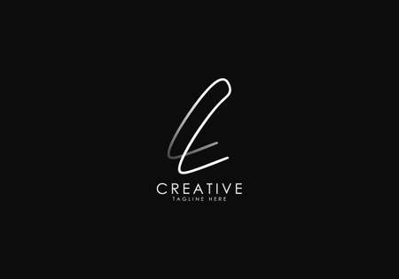 Letter L Signature Double Line Minimalistのイラスト素材
