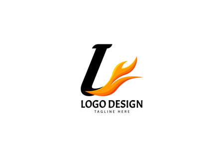 Letter I Fire Logo for Brand or Company, Concept Minimalist.のイラスト素材