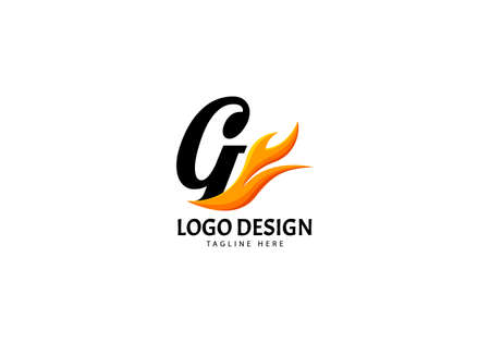 Letter G Fire Logo for Brand or Company, Concept Minimalist.のイラスト素材