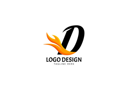 Letter D Fire Logo for Brand or Company, Concept Minimalist.のイラスト素材