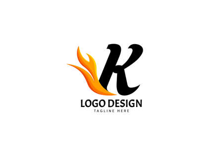 Letter K Fire Logo for Brand or Company, Concept Minimalist.のイラスト素材