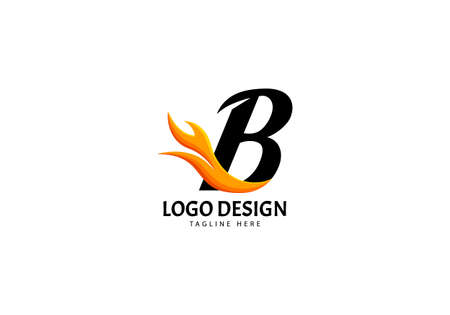 Letter B Fire Logo for Brand or Company, Concept Minimalist.のイラスト素材