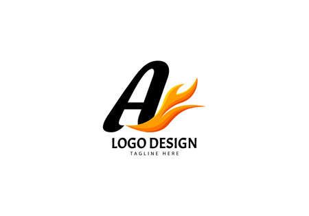 Letter A Fire Logo for Brand or Company, Concept Minimalist.のイラスト素材