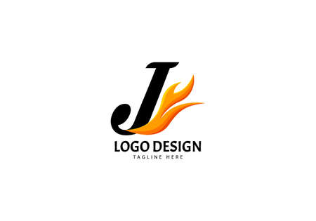 Letter J Fire Logo for Brand or Company, Concept Minimalist.のイラスト素材