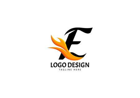 Letter E Fire Logo for Brand or Company, Concept Minimalist.のイラスト素材