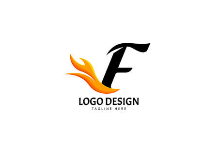 Letter F Fire Logo for Brand or Company, Concept Minimalist.のイラスト素材