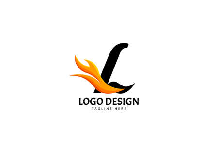 Letter L Fire Logo for Brand or Company, Concept Minimalist.のイラスト素材