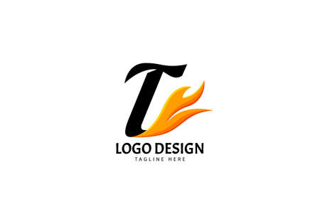 Letter T Fire Logo for Brand or Company, Concept Minimalist.のイラスト素材