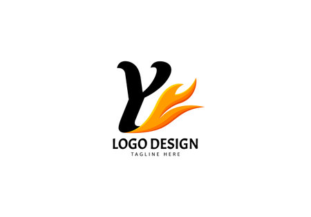 Letter Y Fire Logo for Brand or Company, Concept Minimalist.のイラスト素材