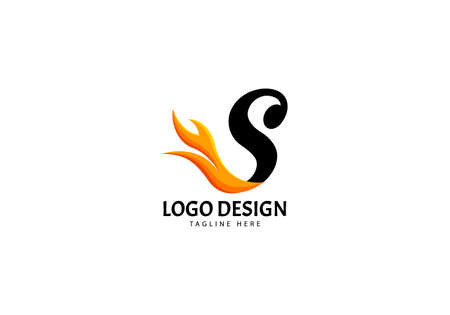 Letter S Fire Logo for Brand or Company, Concept Minimalist.のイラスト素材