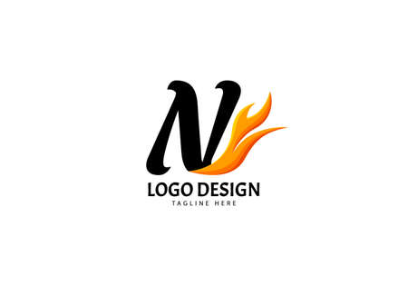 Letter N Fire Logo for Brand or Company, Concept Minimalist.のイラスト素材