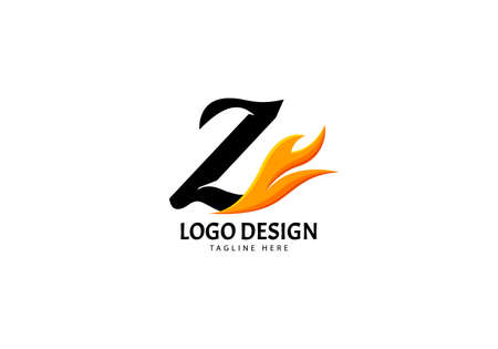 Letter Z Fire Logo for Brand or Company, Concept Minimalist.のイラスト素材