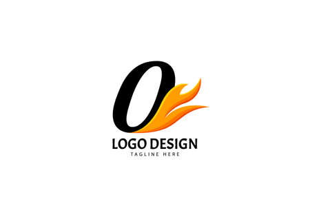 Letter O Fire Logo for Brand or Company, Concept Minimalist.のイラスト素材