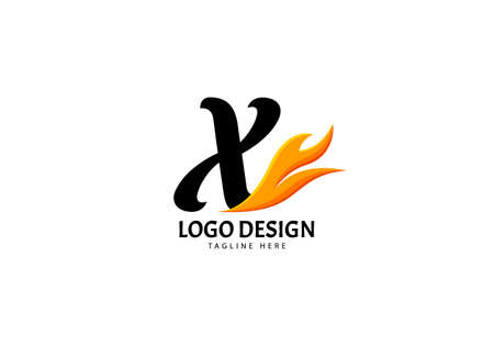 Letter X Fire Logo for Brand or Company, Concept Minimalist.のイラスト素材