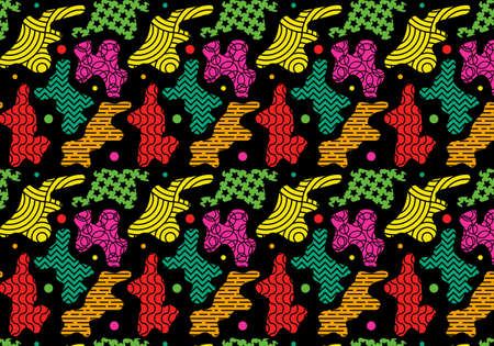 Abstract Seamless Geometric Pattern, Doodle Concept.のイラスト素材