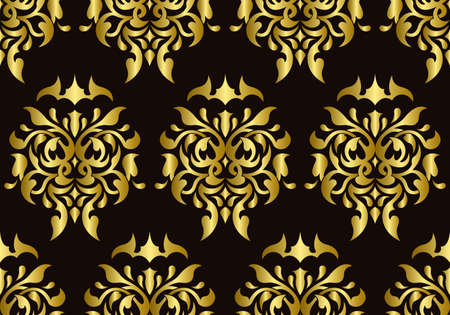 Damask Golden Seamless Pattern, Luxury textures for wallpapers, Backgrounds.のイラスト素材