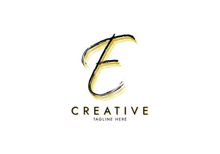 Letter E Watercolor Signature, Logo Template handwritten Concept Grungeのイラスト素材