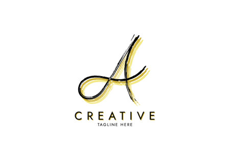 Letter A Watercolor Signature, Logo Template handwritten Concept Grungeのイラスト素材
