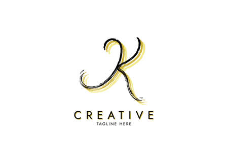 Letter K Watercolor Signature, Logo Template handwritten Concept Grungeのイラスト素材