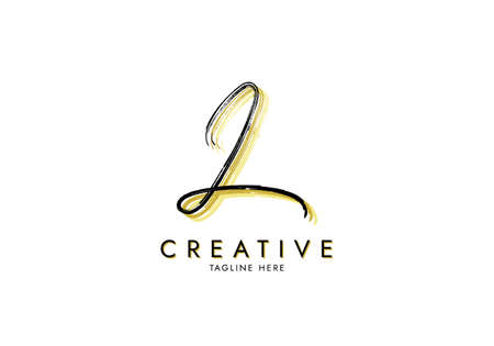 Letter L Watercolor Signature, Logo Template handwritten Concept Grungeのイラスト素材