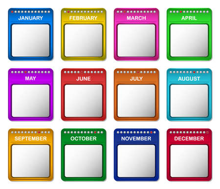 Monthly Calendar Icons Set, Blank concept in the image section.のイラスト素材
