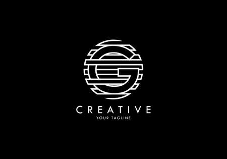 Letter G Monogram linked striped circle, Interesting concept looks abstractのイラスト素材