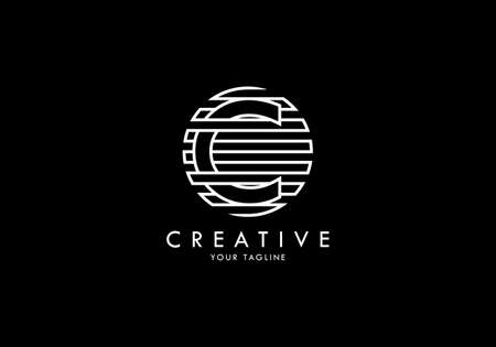 Letter C Monogram linked striped circle, Interesting concept looks abstractのイラスト素材