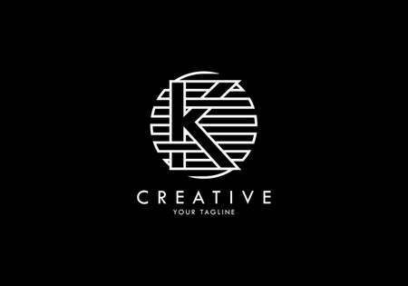 Letter K Monogram linked striped circle, Interesting concept looks abstractのイラスト素材