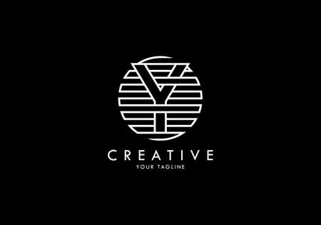 Letter Y Monogram linked striped circle, Interesting concept looks abstractのイラスト素材