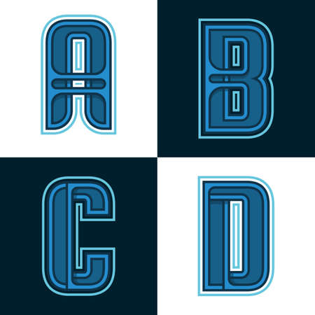 Vector set alphabet of fonts Blue : A, B, C, Dのイラスト素材